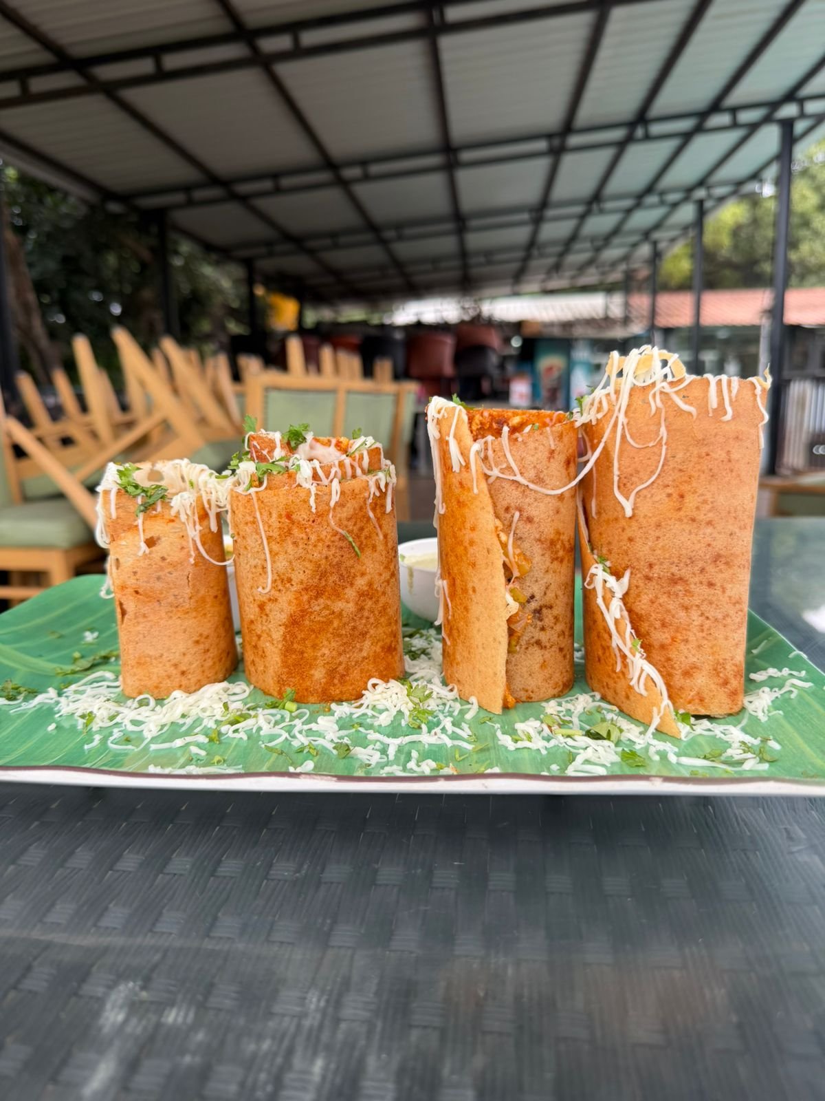South Indian dosa rolls with cheese